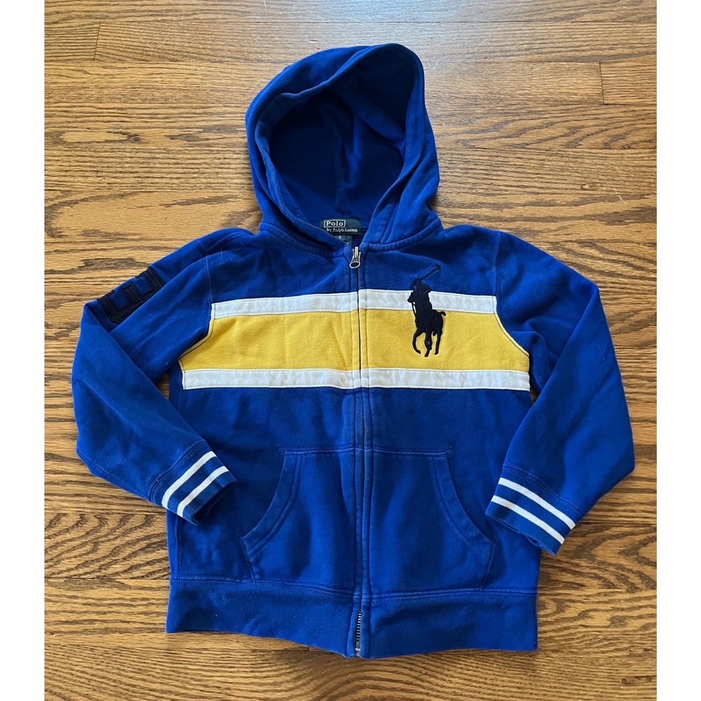 Polo Ralph Lauren Kids Blue Big Pony Full Zip Hoodie Sweatshirt Size 6